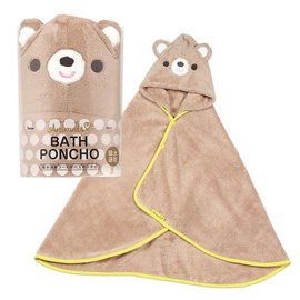 Skater BPO1-A Water Absorbent, Quick Drying, Hooded Bath Poncho, Bear, 42.5 x 36.2 inches (108 x 92 cm)