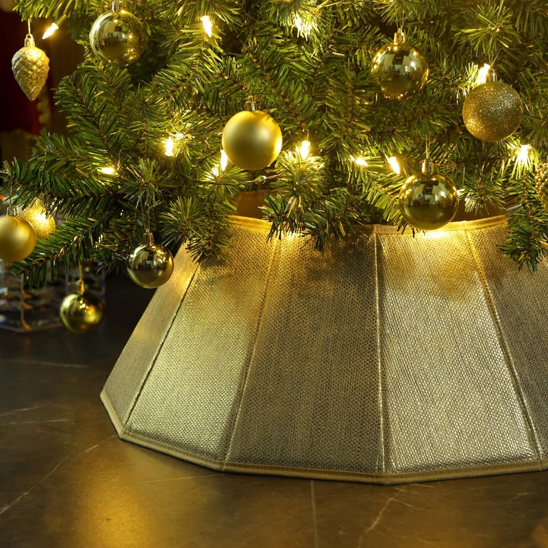 Blissun Fabric Christmas Tree Collar, Shiny Christmas Tree Ring, Willow
