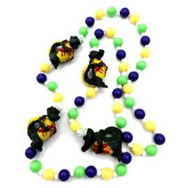 Generic Alligator Chef Mardi Gras Bead Necklace Gator Louisiana