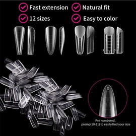 YXL 96Pcs Polygel Nail Forms, Nail Tips for Builder Gel Extensions, Clear Dual Nail Forms System for Acrylic & Gel Nail Extensions