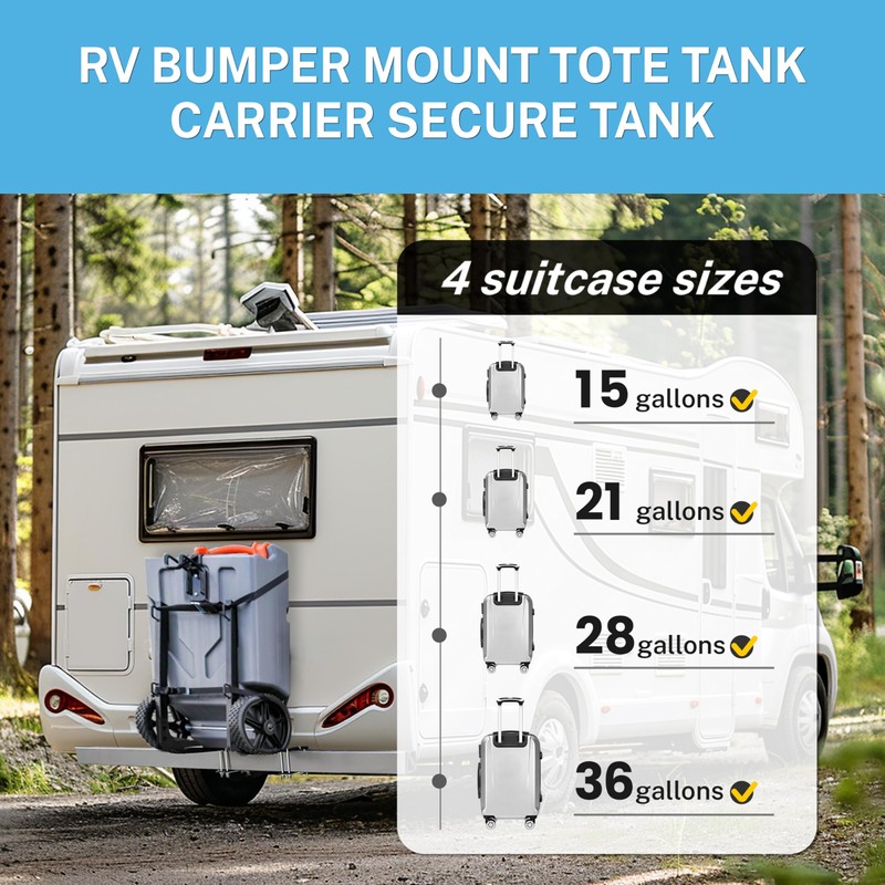 JMTAAT New RV Bumper Mount Tote Tank Carrier Secure Tank
