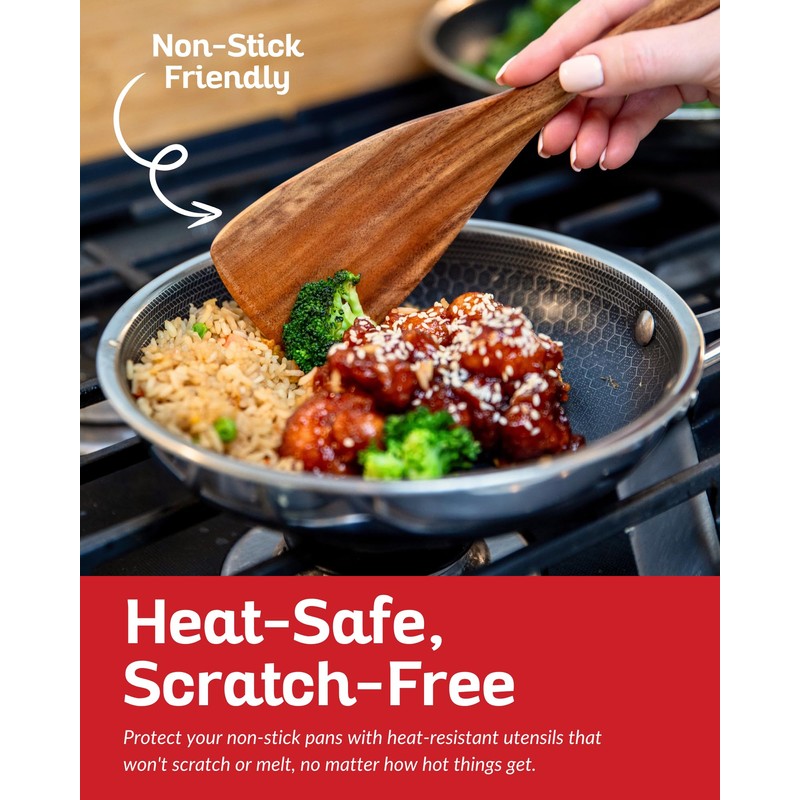 Boxiki Kitchen Luxury Teak Wood Utensil Set - Elegant 6-Piece