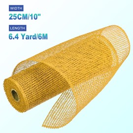 MECCANIXITY 3pcs 10 Inch Poly Burlap Mesh for Wreath, Decorative Mesh Fabric Ribbon 6.4 Yard for Fall Easter Christmas Flower Bow, Yellow