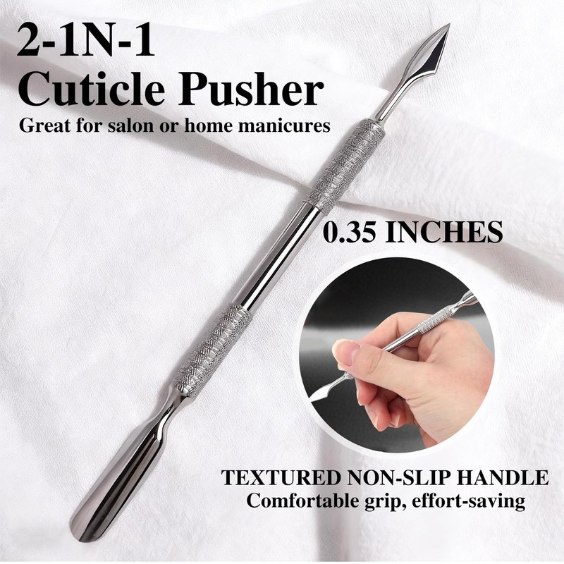 Professional Stainless Steel Cuticle Pusher and Remover Tool for Manicure