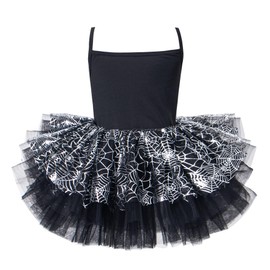 Toddler Girls Tutu Dresses Strap Shiny Tulle Ballet Leotard Ballerina Costume for Dance Spider Web 5-6Years