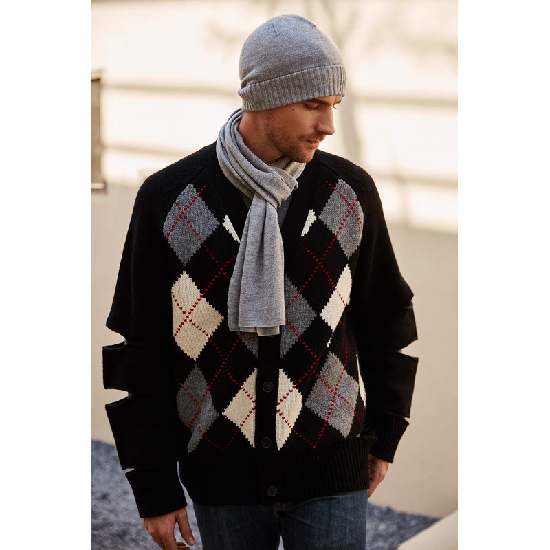 EURKEA Men's 100% Merino Wool Scarf, Beanie Hat Gift Box