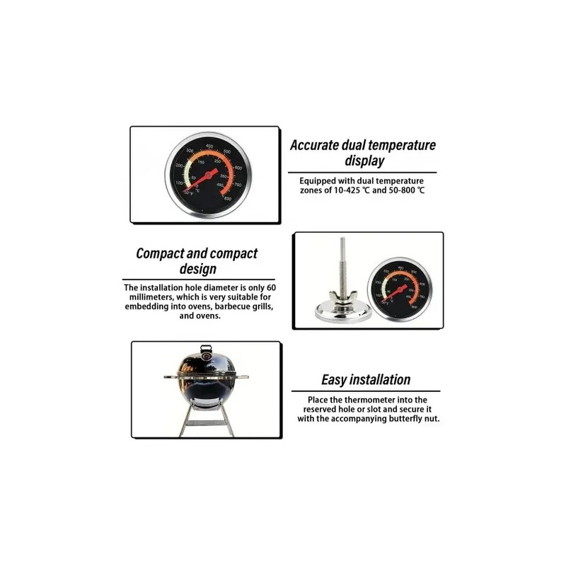 2 Piezas Termómetro Para Horno Asador Parrilla 10c A 400c
