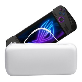 JYGamhanbil Travel Carrying Case Bag for ROG Ally X (2024) RC72LA Gaming Handheld Console,EVA Hard Shell Cover with Card Slot & Mesh Pocket for ROG Ally X Handheld Power Cord,Accessories(White)