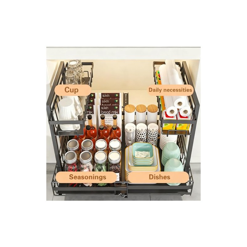 Extendable Telescopic Drawer, Kitchen Organiser for Sink and Kitchen Shelf,