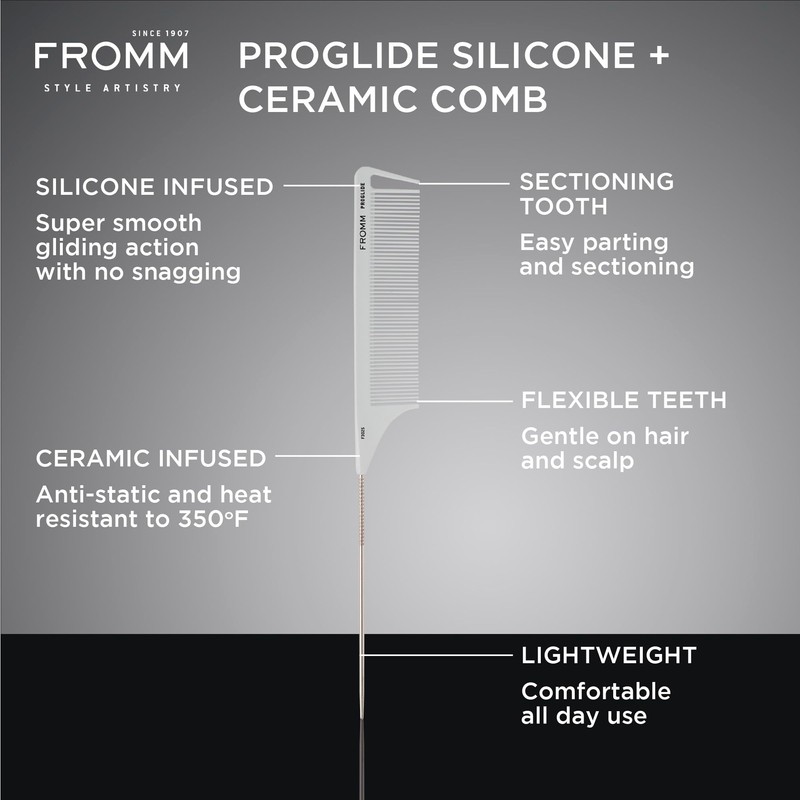 Fromm ProGlide 9" Pin Tail Comb with Silicone and Ceramic