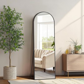 MELOMOIR 56"x18" Arched Full Length Mirror, Free Standing Mirror Full Length, Black Floor Mirror Full Body Mirror for Bedroom Living Room Gym Dorm, Full Length Mirror Wall Mounted