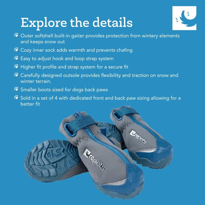 RC Pets Comfortable, Adjustable, Softshell Arctic Dog Boots | X-Small,