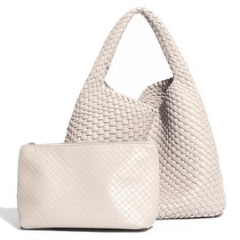 Vegan Leather Totes Women Shoulder Hang bag with Purse Large Capacity Travel Hobo Clouchy Bags Lightweight Slouchy Bags White