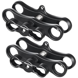 MINIFOCUS Abrazadera de bola de 1 pulgada de largo, soporte doble para sistema de luz de buceo subacuático, compatible con sistema de brazos de linterna de cámara de acción GoPro (2 piezas)