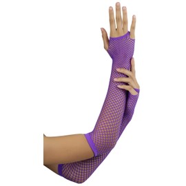 ToBeInStyle Women's Triangle Net Fingerless Gloves - Neon Purple - One Size