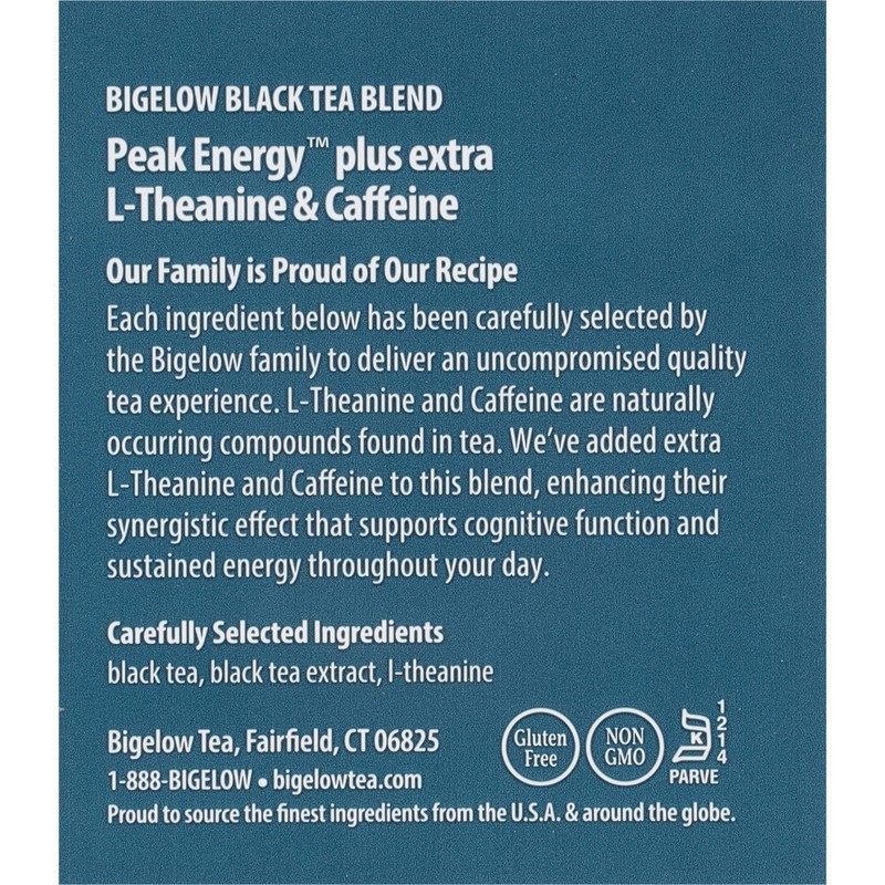 Bigelow Tea Peak Energy plus extra L-Theanine & Caffeine, 18