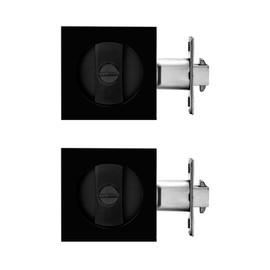 Pocket Door Lock with Key,Privacy Door Hardware Suitable for Bathroom Bedroom etc Recessed 2 Sided, 2 3/8" Backset, Invisible Hardware for 1 3/8” to 2 3/16” Thickness Door (Black-Privacy 2 Pack)