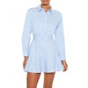 Forever 21 Women's Poplin Belted Mini Shirt Dress Blue