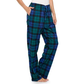 Casual Nights Women's Flannel Pajama Sleep Pants, Super Soft Plaid Pjs Bottoms - Blackwatch Plaid - Medium