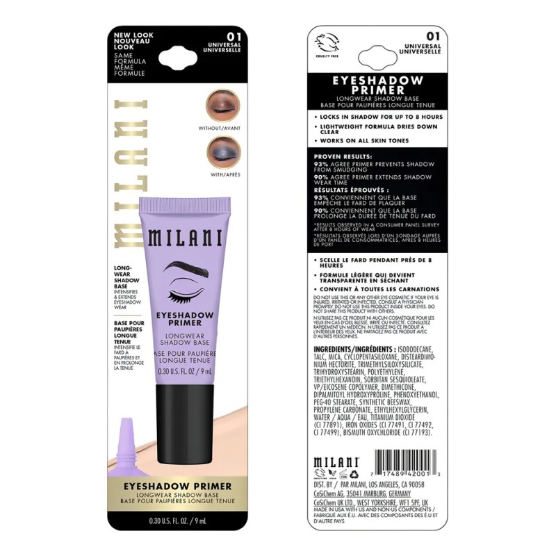 Primer Milani Eyeshadow Larga Duracin Natural 9mL Resalta Ojos