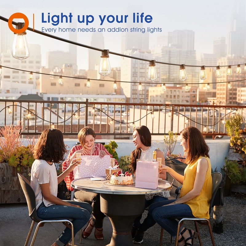 addlon 100FT(50FT*2) LED Outdoor String Lights Waterproof Patio Lights with