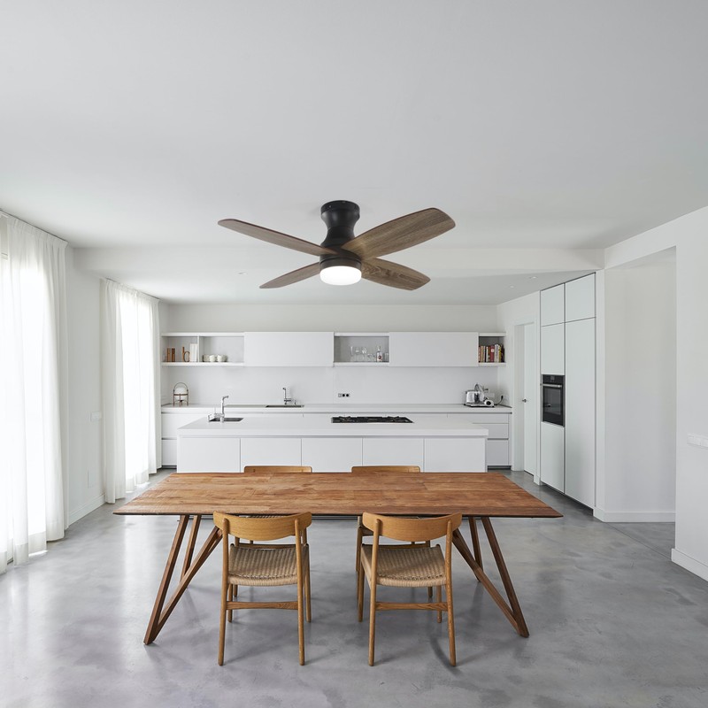 FINXIN Indoor Low Profile Ceiling Fan LED 36 Walnut Ceiling