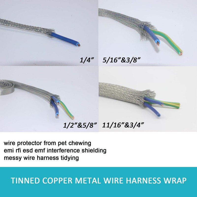 EMI RFI Shielding Wire Loom Metal Tinned Copper Grounding Braided