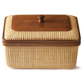 Teng Jin Rectangular with Lid Handmade Nantucket basket Cane staves finely-woven home-storage-baskets-and-containers Arts,Decorative Storage Baskets for Shelves