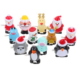 TOYANDONA 12Pcs Christmas Clockwork Toy Snowman Reindeer Toy Supplies Wind up Toy cracker fillers Set