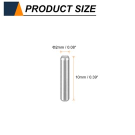 sourcing map 100pcs Dowel Pins M2(2mm) x 10mm 304 Stainless Steel Cylindrical Shelf Support Peg Pin Rod Fasten Elements for Metal Devices Wood Furniture DIY Installation, Silver