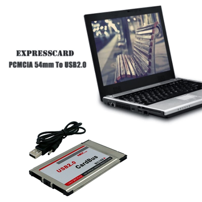 Jpdisdd USB 2.0 PCMCIA CardBus Adapter, 2 Ports, 480M, for