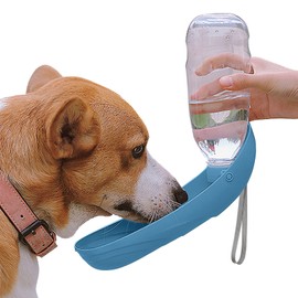 NAMSAN Dog Water Bottle, 550 ml, Dog Water Bottle for On the Go Drinking Bowl for Cats, Easy to Carry, Foldable Dog Drinking Bottle for Outdoor Activities, Blue