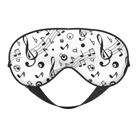 Black Music Notes Sleep Mask Eye Mask with Adjustable Strap Eye Sleep Shade Cover Blocks Light for Women Men Airplane Travel Nap