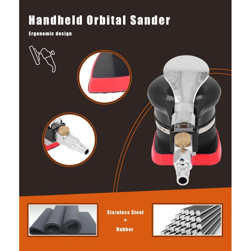 Gugxiom Triangle Pneumatic Sander, 12000rpm Handheld Orbital Sander, Mini Stainless
