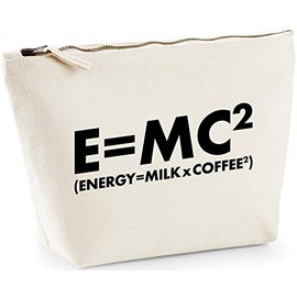 Hippowarehouse E=MC² (Energy = Milk x Coffee²) printed make up cosmetic wash bag 18x19x9cm