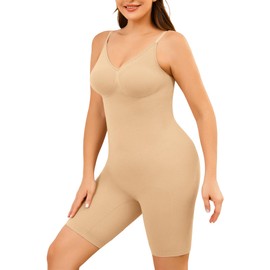 AegisChic Shapewear for Women Tummy Control Seamless Bodysuit Butt Lift Full Body Suits shorts Shaper with Adjustable Straps Mid Thigh Nude