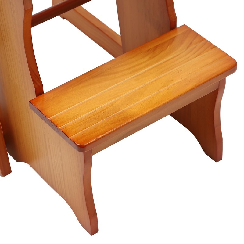 LIAPDG Folding Library Ladder Chair, Wood Folding Library Ladder Chair