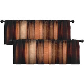 Emvency 2 Pack Valances Window Treatments, Orange Copper Vintage Stripe Blackout Drapes Adjustable Curtain Valances for Windows Living Room Kitchen Over Sink, 18x52 Inch Rod Pocket Valances