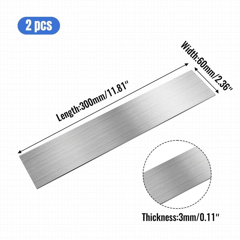 304 Stainless Steel Flat Bar 2PCS, 1/8" Thick 2 3/8"