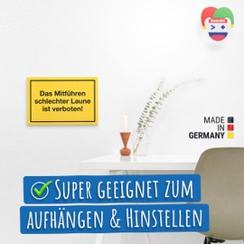 DankeDir! Das Mitführen schlechter Laune ist verboten Schild mit Spruch Türschild Büro Lustige Geschenkidee Geburtstagsgeschenk Kollegen Chef - Scherzartikel Spaßartikel 30 x 20 cm