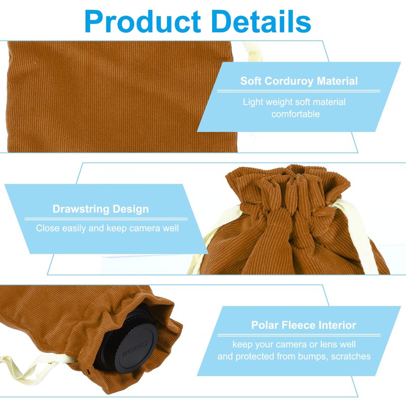 PATIKIL Soft Drawstring Lens Case, 9.84"x6.69"x0.24" Drawstring Lens Pouch, Camera