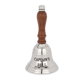 NKlaus Captain's Bell 13 cm Brass Silver Engraved Hand Bell Service Bell 14628