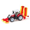 siku 1672, Steyr Tractor with Pöttinger Combination Mower, Metal/Plastic, Red,