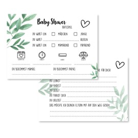 Gentle North Baby Shower Games 25 Cards Printed on Both Sides [German Language] Games for Boys and Girls Decorative Baby Shower Party Game