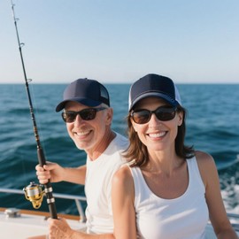 Qoyupuza 2-Pack Breathable Mesh Snapback Trucker Hats, Adjustable Baseball Caps for Men Women, Black & Black/White