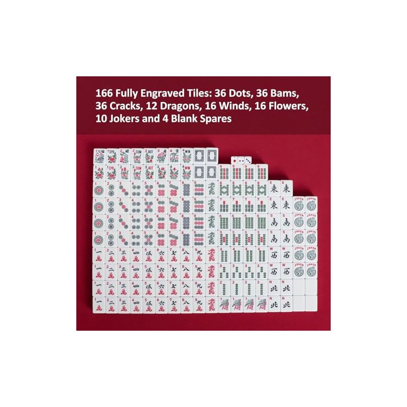 American Mahjong Set,166 White Tiles with Mahjong Storage Box.Portable Travel