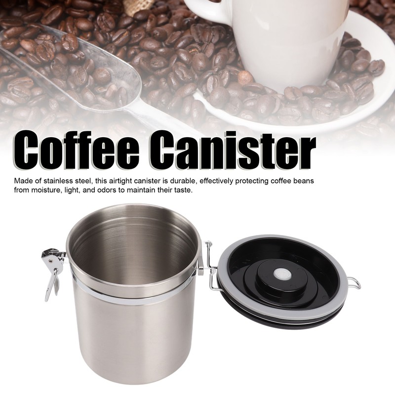 1.5L Coffee Canister Coffee Container with Scoop Date Tracker Stainless