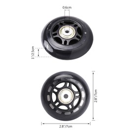 TOBWOLF 8 Pack 70mm 82A Indoor Inline Skate Replacement Wheels, Indoor Skating Wheels with ABEC-7 Bearings, Luggage Wheel, Training Wheels for Scooter - Black