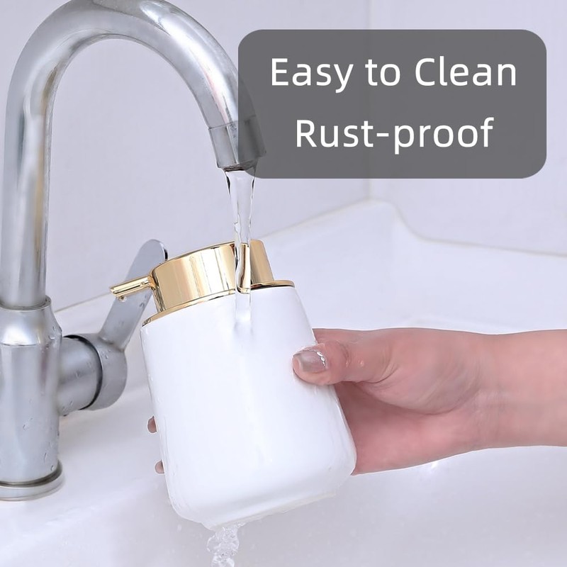 Modern Foam Soap Dispenser for Bathroom, Chic Ceramic Bottle, Gold