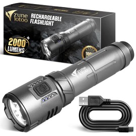 Zune Lotoo Taschenlampe LED Aufladbar, 2000 Lumen Extrem Hell Led Taschenlampe mit Magnete, Tragbare Mini Akku Taschenlampe mit 5 Lichtmodi IPX7 Wasserdichte für Camping Outdoor Wandern Notfälle